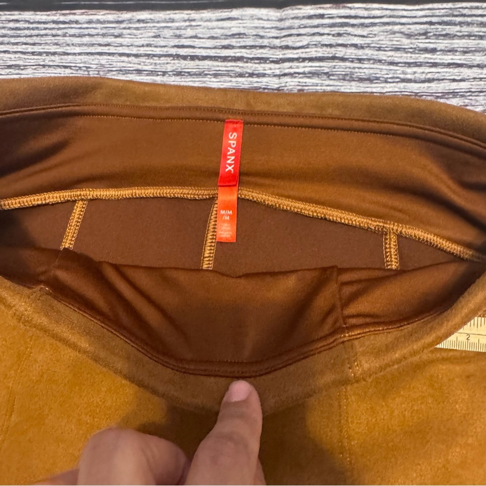 Spanx Brown Faux Suede Moto Leggings | Size Medium - Picture 4 of 7